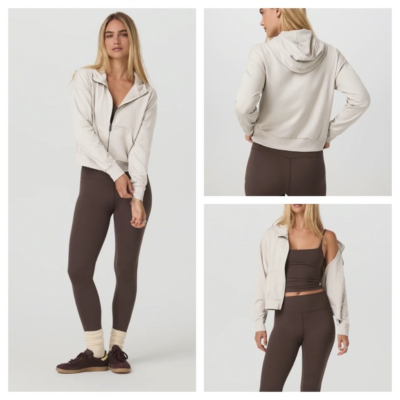 Vuori Halo Modern Zip Hoodie Ecru Heather Sweatshirt Athletic Jacket Med NWOT - Picture 2 of 10